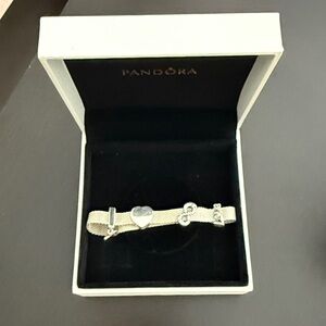 Pandora Silver Bracelet with Heart Charms